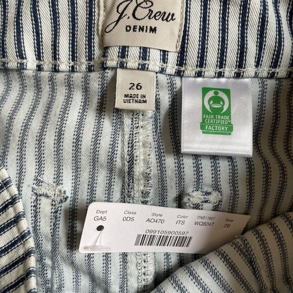 NWT J.Crew Denim Skirt With Railroad Stripe Midi Skirt Indigo Size 26 - Picture 6 of 6